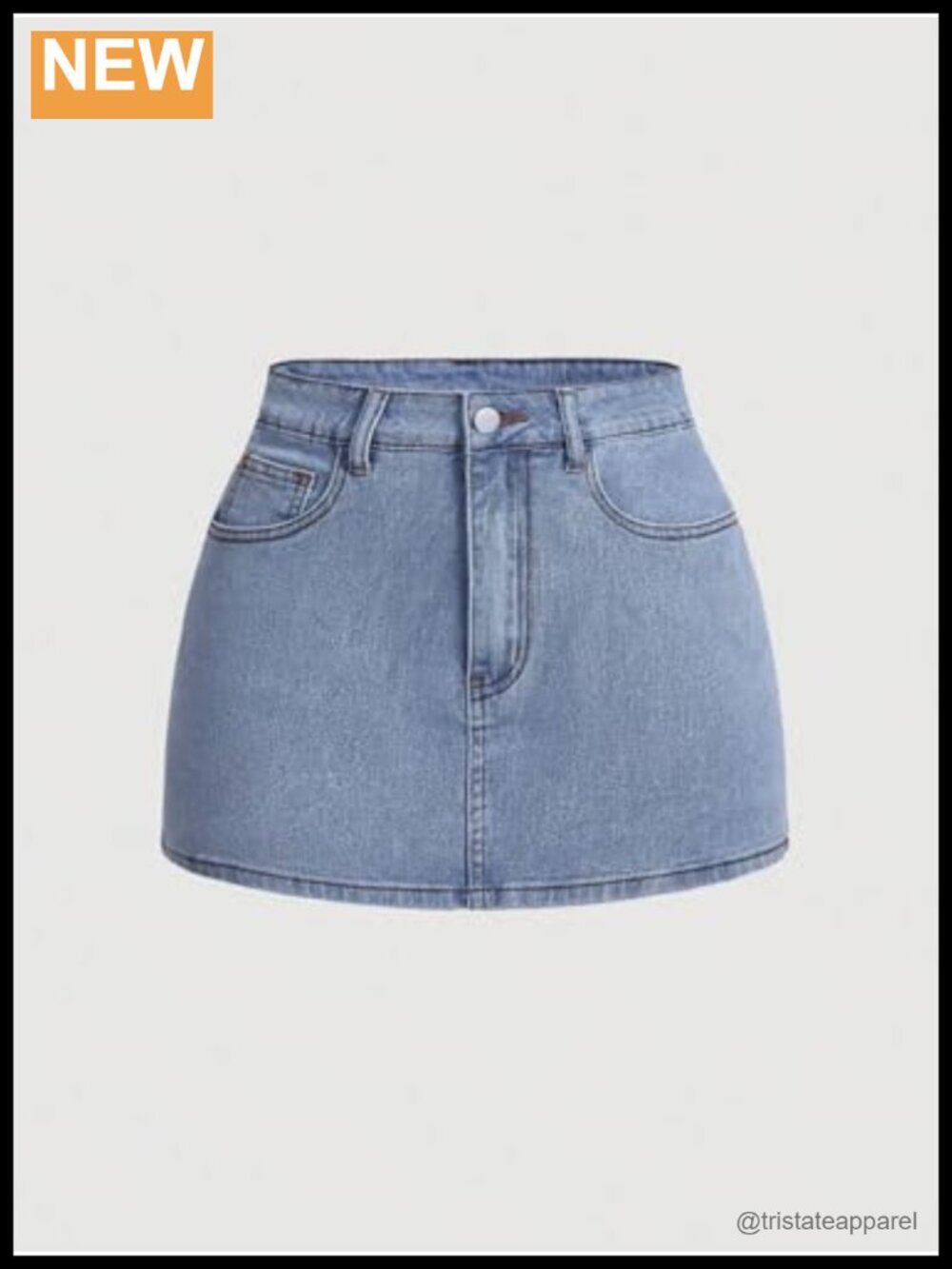 High Rise Denim Mini Skirt with Bowknot and Pockets - Picture 2 of 4